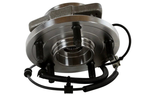 Front Wheel Hub Bearing Assemblies With ABS Left And Right Replacement For 2005 To 2010 Jeep Grand Cherokee And 2006 To 2010 Jeep Commander 2 Piece Set photographed in a close-up view.