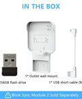 Image showing contents of the box: 256GB USB Flash Drive With Outlet Wall Mount For Sync Module 2, including wall mount, USB flash drive, and cable.