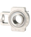 Top Shelf SUCT207 304 Stainless Steel Vertical Outer Spherical Bearing With Deep Groove Ball Design, showing the unit's smooth finish.