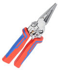 Premium Stainless Steel Wire Crimper And Stripper Tool For Electricians with ergonomic blue and red grips for precise cable work.