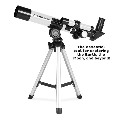 Beginner Kids Telescope With Built In Compass For Super Easy Space Watching And Terrestrial Clues, Refractor Astronomical Scope, 100x Magnification, 400mm Focal Length, Finderscope, Durable Aluminum Tube on tripod