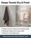 Six Bar Electric Heated Towel Rack for Bathroom with Wall Mount or Freestanding Design, Plug-In Towel Dryer in use
