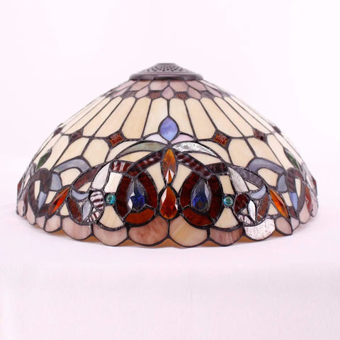 Tiffany Style Stained Glass Lamp Shade Replacement 16x8 Inch With Cap for table lamp, pendant light, or ceiling fixture