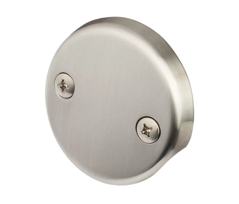 Lift And Turn Bathtub Drain Stopper Kit With Two Hole Overflow Faceplate Brass Tub Conversion Kit Easy Install Universal Fine And Coarse Thread Brushed Nickel Finish