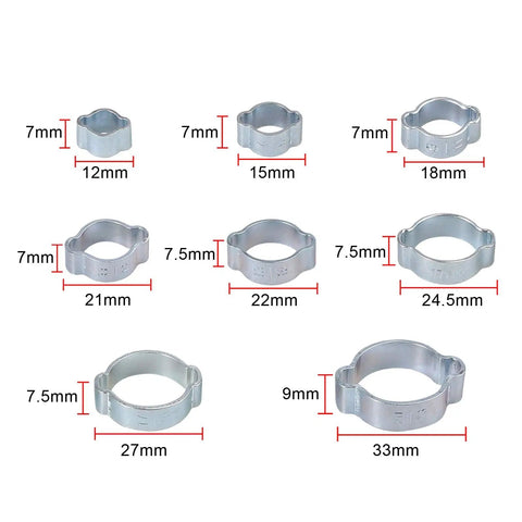 Top Notch 140 Piece Double Ear Hose Clamp Assortment Kit In Corrosion Resistant Zinc Steel With Wide Adjustable 5 To 23mm Coverage For Heavy Duty Rv Plumbing And Fluid Sealing That Holds Super Strong