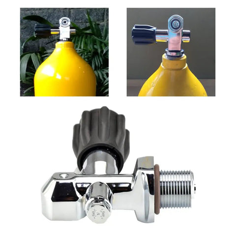Durable Diving Tank Valve And Cylinder Adapter For 250BAR Underwater Gas Chrome Plated Brass Valve With Easy On Off Hand Wheel