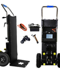 Powerful 1200W Motorized Stair Climbing Dolly Heavy Duty Hand Truck Cart With 880 Lb Capacity Foldable Design, accessories shown