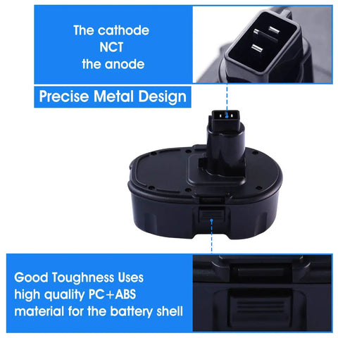 Two Pack 18V 4500mAh Ni-MH Replacement Battery For Cordless Power Tools XRP Compatible High Capacity 18 Volt Battery Design Features