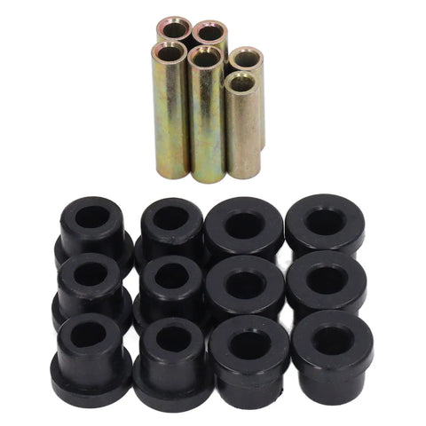 Rear Leaf Spring Bushing Kit 4 Pack Sleeve And Pin Set Replacement For Precedent 2004 And Up And Tempo 2018 And Up Gas Electric Durable Rubber And Metal, black bushings and metal sleeves