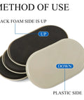 Heavy Duty Oval Furniture Sliders Three And A Half Inch By Six Inch Reusable Carpet Movers with black foam and plastic sides