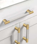 Top Tier Gold And Nickel Knurled Cabinet Handles Heavy Duty Kitchen Pulls No Sweat Install 3 Inch Centers 10 Pack on white cabinets.