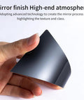 Glossy black pillar-post window trim decal for Honda Civic 2016–2021, held in hand.