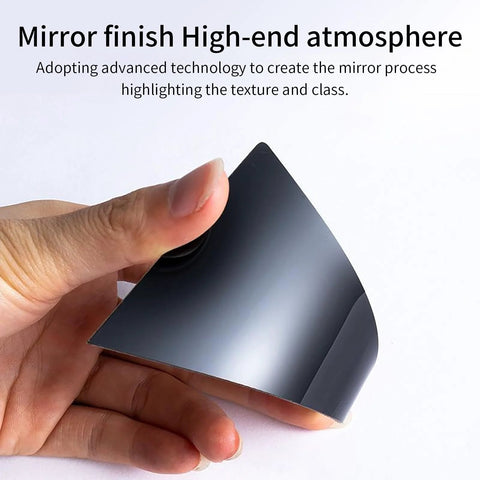 Glossy black pillar-post window trim decal for Honda Civic 2016–2021, held in hand.