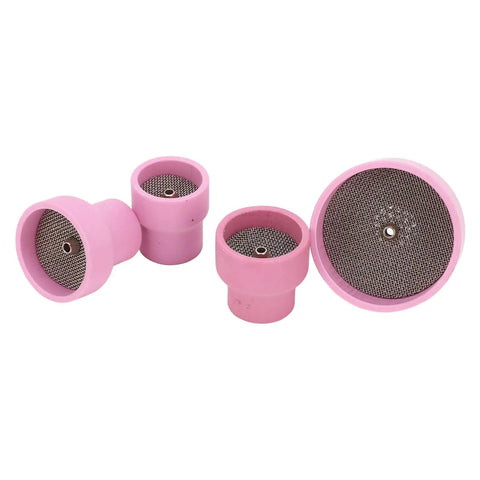 Top Tier Ceramic Welding Cup Kit For TIG Torch With 12 14 16 Size Inner Diameter Lens Nozzles Center Hole, pink ceramic nozzles.