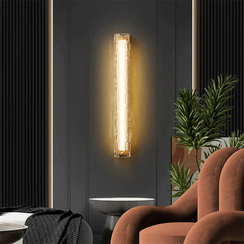 Dope Copper Wall Light With Glass Lampshade Nordic Style Three Dimmable Vanity Lights Modern Wall Sconce illuminating a living room