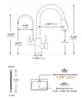 Top Tier Three Way Kitchen Faucet With Built In Water Filter Dispenser In Sleek Brushed Nickel Finish dimensions and installation guide