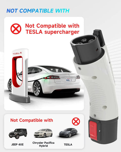 Tesla J1772 EV Charger Adapter Up To 60A 250V IP65 Weatherproof NACS To J1772 Converter not compatible with Tesla Supercharger