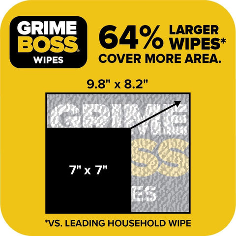 Heavy Duty Surface And Hand Wipes 2 Pack 60 Count Pre Moistened Shop Wipes comparison showing larger wipe size