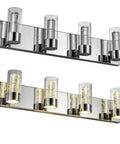 Led Vanity Lighting Fixture For Bathroom With Champagne Bubble Crystal Shades In Chrome Finish Dope Modern 4 Light Bar Vanity Light For Bright Fresh Bath