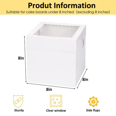 5 Pack 8 Inch Cake Boxes Built Tough With Heavy Duty Cardboard And Big Clear Window Bakery Containers For Grab And Go Treats Cake Carriers And Darn Good Dessert Packaging Gear