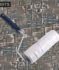 8 Inch Heavy Duty Rubber Pattern Paint Roller For Faux Stone Wall And Floor Texture Pro Move Diy Embossing Cylinder Stamp With Slick Rolling Action And Easy Clean Surfaces on textured stone background.