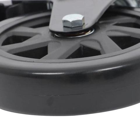 Close-up of Heavy Duty 6 Inch Locking Caster Wheels With Brake Quiet Polyurethane No Noise Top Plate Swivel Castors 3000 Lbs Capacity