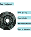 Front And Rear Wheel Bearing And Hub Assembly Fits Ford Fusion 2013 2020 And Lincoln MKZ 2013 2016 5 Lug With ABS, front view