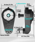 Diagram of Beefed Up 2 Pack Ride On Motor Gearbox Upgrade For 12V Cars with measurements, side and front view