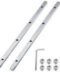 Universal Track Saw Guide Rail Connector Kit 2 Pack with 2 precision connectors, 8 screws, and 3mm hex wrench for smooth long cuts