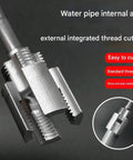 1 Pc Portable Electric Pipe Threading Tool Kit For 1/2 And 3/4 Inch PVC Plastic Pipes Durable Re threading Adapter compatible with standard power drills, showing integrated thread cutter.