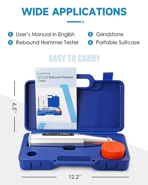 Concrete Rebound Hammer Tester Portable Resiliometer For On The Go In Situ Strength Testing, kit with suitcase and manual