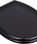Straight Up Comfy Flannel Toilet Seat Covers With Lids Two Pack Smooth black toilet seat lid for round bowls, seamless design.