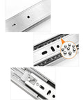 Stainless Steel Soft Close Drawer Slides Heavy Duty Three Section Track Rails Runners Repair Kit For Smooth Quiet Operation No Pinch Fingers In Kitchen Bathroom Or Office Use Ten Inch 250mm, close-up of ball bearing track