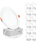 12 Pack 6 Inch Ultra Thin LED Recessed Ceiling Light With Junction Box 12W Dimmable Canless Wafer Slim Panel Downlight displayed