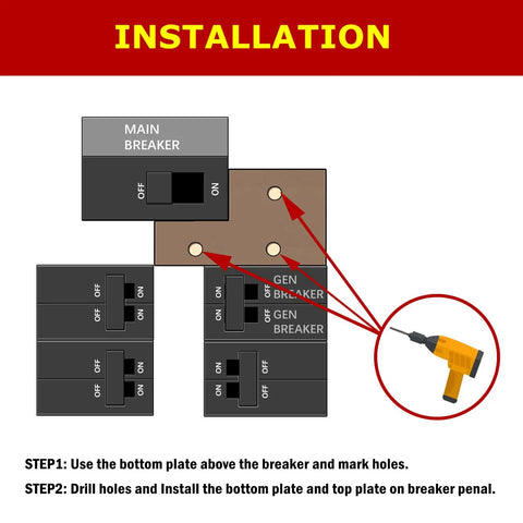 Installation diagram of Generator Interlock Kit For QO And Homeline Panels Indoor Or Outdoor 100 Amp Or 125 Amp With Three Quarters Inch Spacing