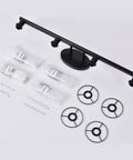 Matte Black 4 Light Crystal Vanity Light Over Mirror for Bathroom unassembled with parts and crystal strings visible