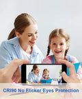 Mother and daughter reading, showing child-friendly illumination with CRI90 and no flicker eyes protection.