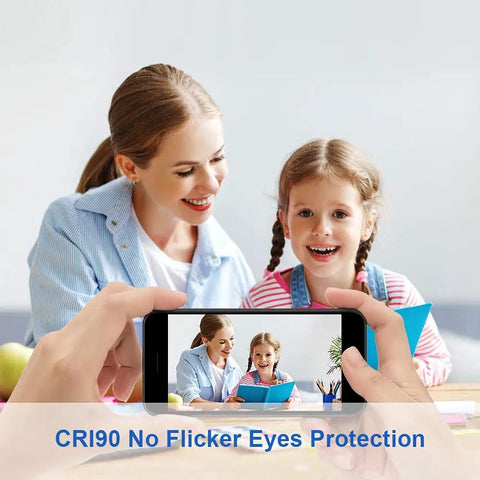Mother and daughter reading, showing child-friendly illumination with CRI90 and no flicker eyes protection.