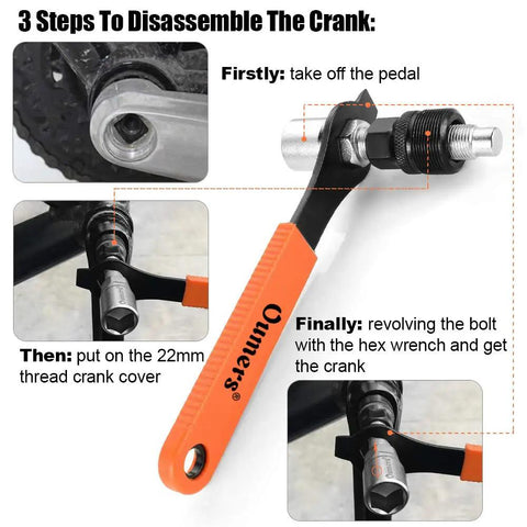 Bike Crank Extractor Puller Set With 16mm Spanner Wrench For Square Thread Taper Crank Arms operation instructions