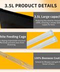 3.5L product details of 2 Pack 3.5L Beehive Feeder Set With Beeswax Coated Frames, showing large capacity, white feeding cage, and beeswax coated