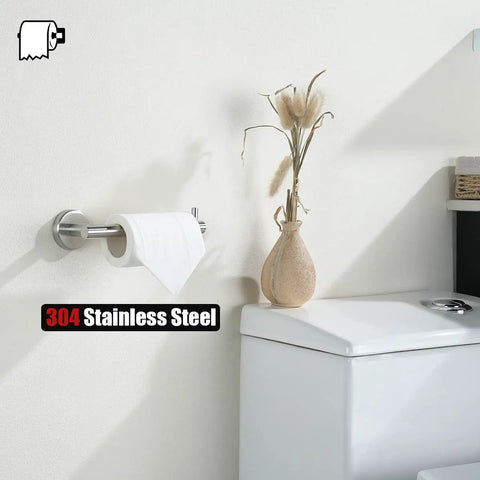 Sturdy 304 Stainless Steel Toilet Paper Holder With 5 Inch Roll Capacity, Brushed Nickel Wall Mount, Thick 0.8mm Tube, Rust Resistant