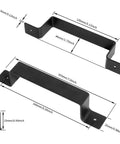 Dope Black Barn Door Handle Set For Sliding Doors And More, Sleek Rustic Steel Hardware In A 2 Pack with dimensions shown
