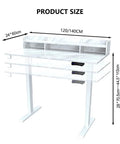 Ditch The Slump With This Electric Standing Desk Adjustable Height Platform Featuring Smart Led Controls Four Memory Presets And Child Safe Lock For Stress Free Sitting Or Standing During Your Daily Grind, showing product size and dimensions.