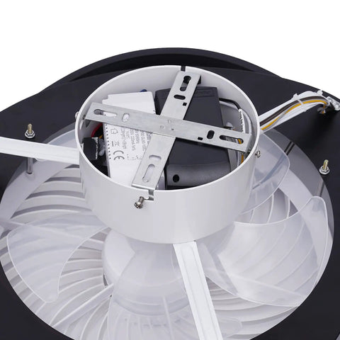 Ceiling Fan with Light 20 Inch Low Profile Invisible Chandelier Fan for showing internal motor and blades for airflow and lighting.