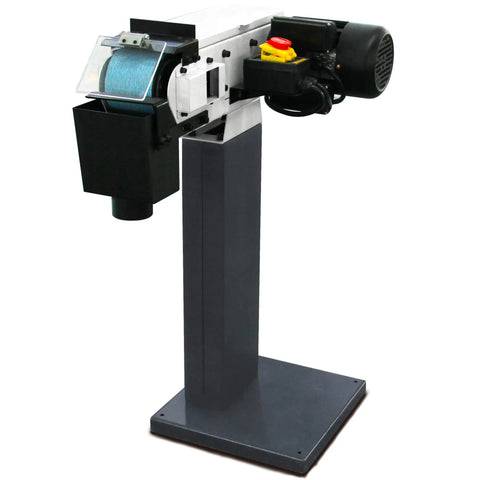 Rugged 4x48 Inch Industrial Belt Grinder With 76 Fps Belt Speed And Rock Hard 2hp Motor for metal deburring and weld cleanup.