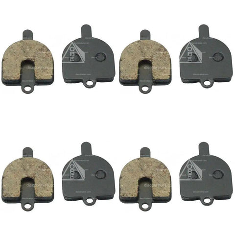 Heavy Duty Top Drawer Semi Metallic Disc Brake Pads For MTB DH XC Mountain Bikes Four Pair Set showing eight pads in two rows.