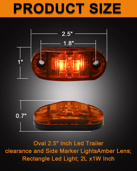 12 Pack 2.5 Inch LED Trailer Lights Kit Front Rear Side Marker Clearance Lit Indicator Lamps Amber And Red DC12 24V Waterproof
