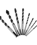 QWORK 8-piece tungsten carbide twist drill bit set, 3–16 mm, for multiple materials.