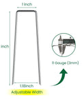 Front view of Beefy 6 Inch Galvanized Steel Garden Stakes Staples U Shaped Ground Pegs For Securing Weed Fabric Landscape Netting Ground Sheets And Fleece Anti Rust Outdoor Lawn Yard Stakes Pack Of 10.