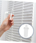 Hand using 80-Piece Spring Loaded Pins DIY Window Blind Repair Kit With Essential Shutter Hardware For Quick Self Fixes, Louver Repair Tools
